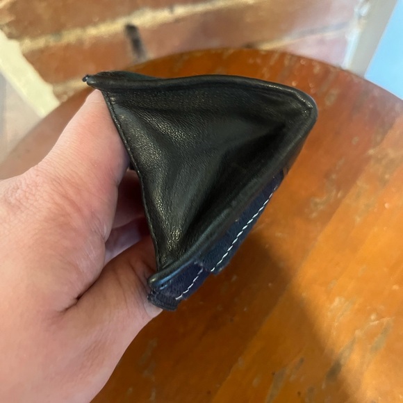 Coach Skinny Mini Wool Tartan Plaid Zip Card Case Keychain Black Leather - Picture 15 of 16